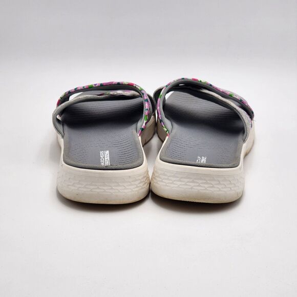 Skechers Go Walk Flex Gray Multi Blossom Slide Sandals Size 10 - Picture 6 of 12